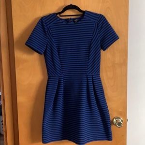 Madewell black and blue striped dress